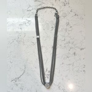 *3/$20* Silver tone multi strand lock and key necklace with rhinestones